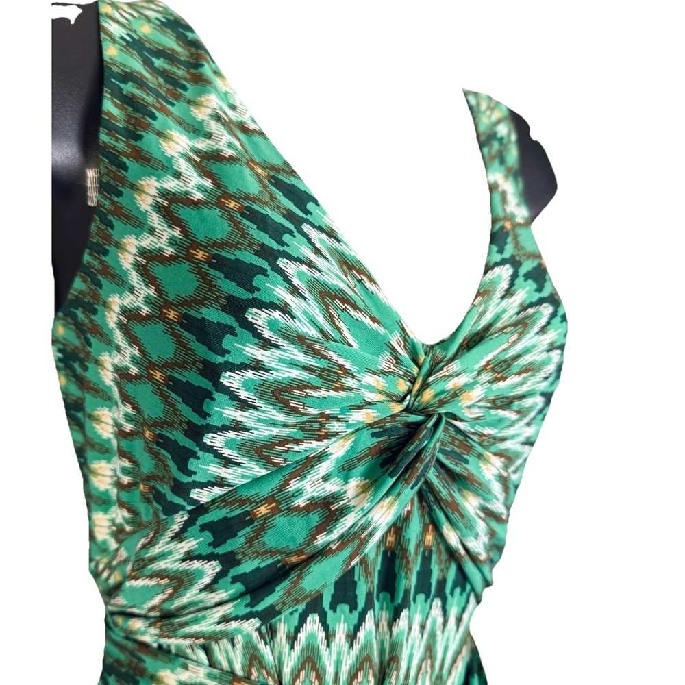 VTG BCBG MAXAZRIA Green Southwest V-Neck Twist Tank Top Y2K Wrap Waist Tie Shirt - Picture 2 of 8